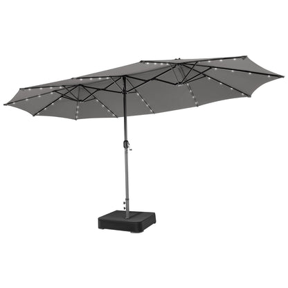15 Feet Double-Sided Patio Umbrella with 48 LED Lights-Beige