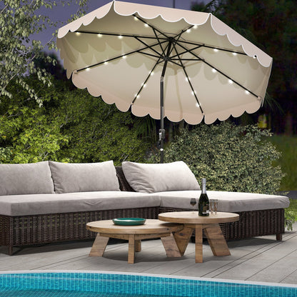 10 Feet Solar Patio Umbrella with 24 LED Lights-Beige