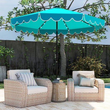 10 Feet Solar Patio Umbrella with 24 LED Lights-Beige