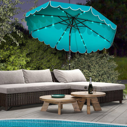 10 Feet Solar Patio Umbrella with 24 LED Lights-Beige