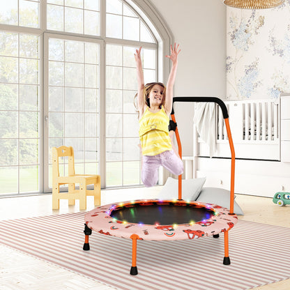 36 Inch Mini Trampoline with Colorful LED Lights and Bluetooth Speaker-Blue