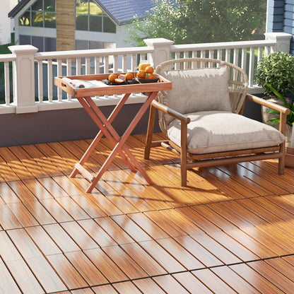 18 Pieces 12 x 12 Inch Interlocking Deck Tiles for 1.7㎡ Total Splicing Area-Brown