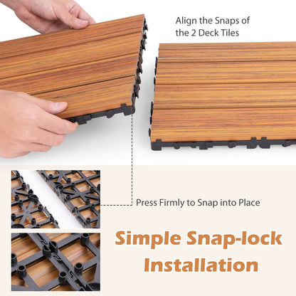 18 Pieces 12 x 12 Inch Interlocking Deck Tiles for 1.7㎡ Total Splicing Area-Brown