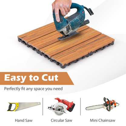 18 Pieces 12 x 12 Inch Interlocking Deck Tiles for 1.7㎡ Total Splicing Area-Brown