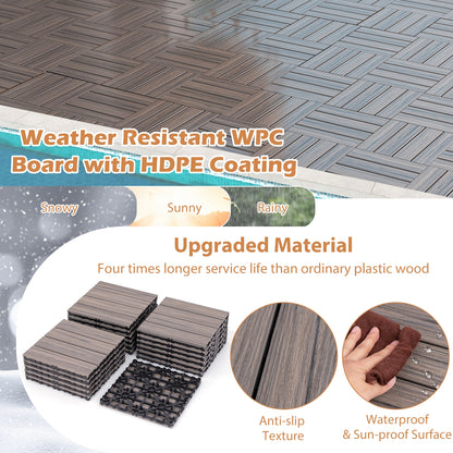 18 Pieces 12 x 12 Inch Interlocking Deck Tiles for 1.7㎡ Total Splicing Area-Gray