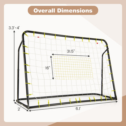 2-in-1 Kids Soccer Rebounder and Soccer Goal with Adjustable Height-Black