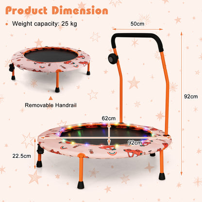 36 Inch Mini Trampoline with Colorful LED Lights and Bluetooth Speaker-Orange