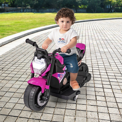 Kids Ride-on Motorcycle 6V Battery Powered Motorbike with Detachable Training Wheels-Pink