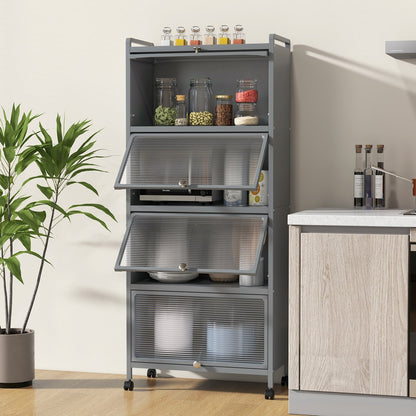 5-Tier Kitchen Baker's Rack with Flip-up PC Doors-Black
