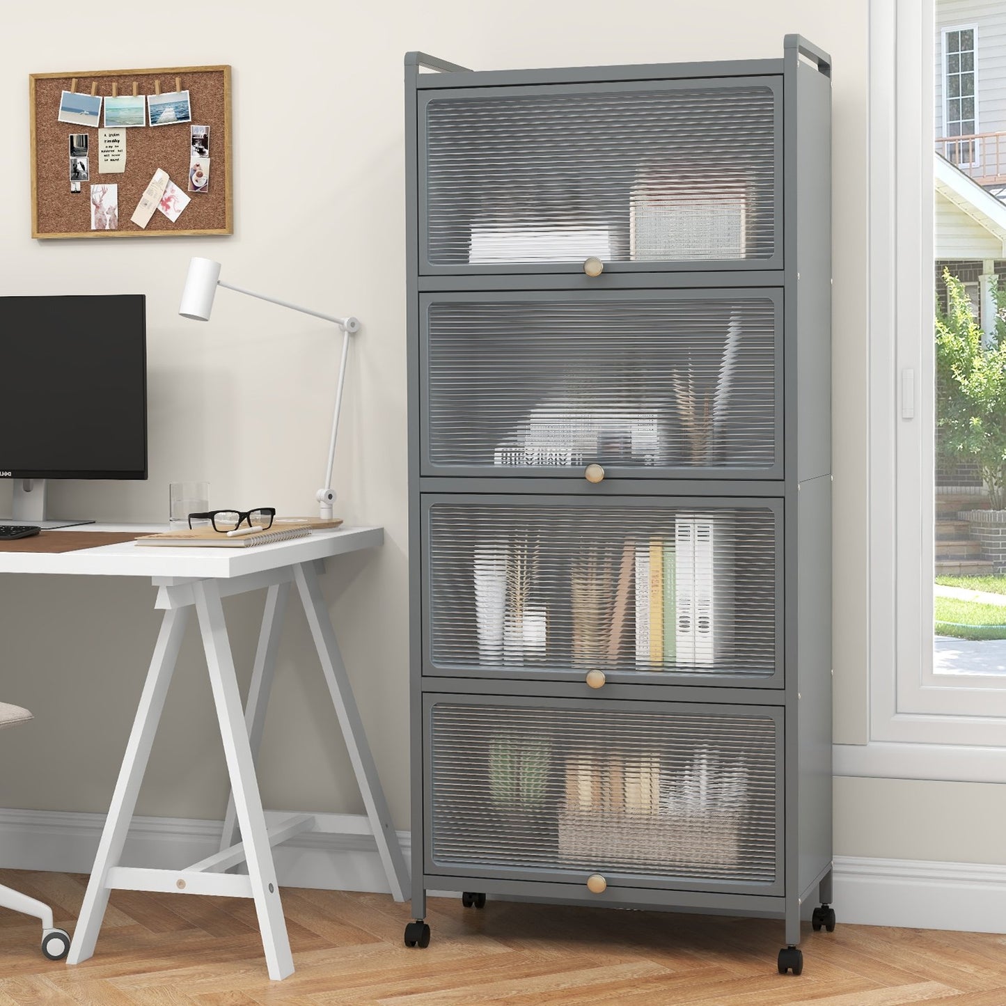 5-Tier Kitchen Baker's Rack with Flip-up PC Doors-Black