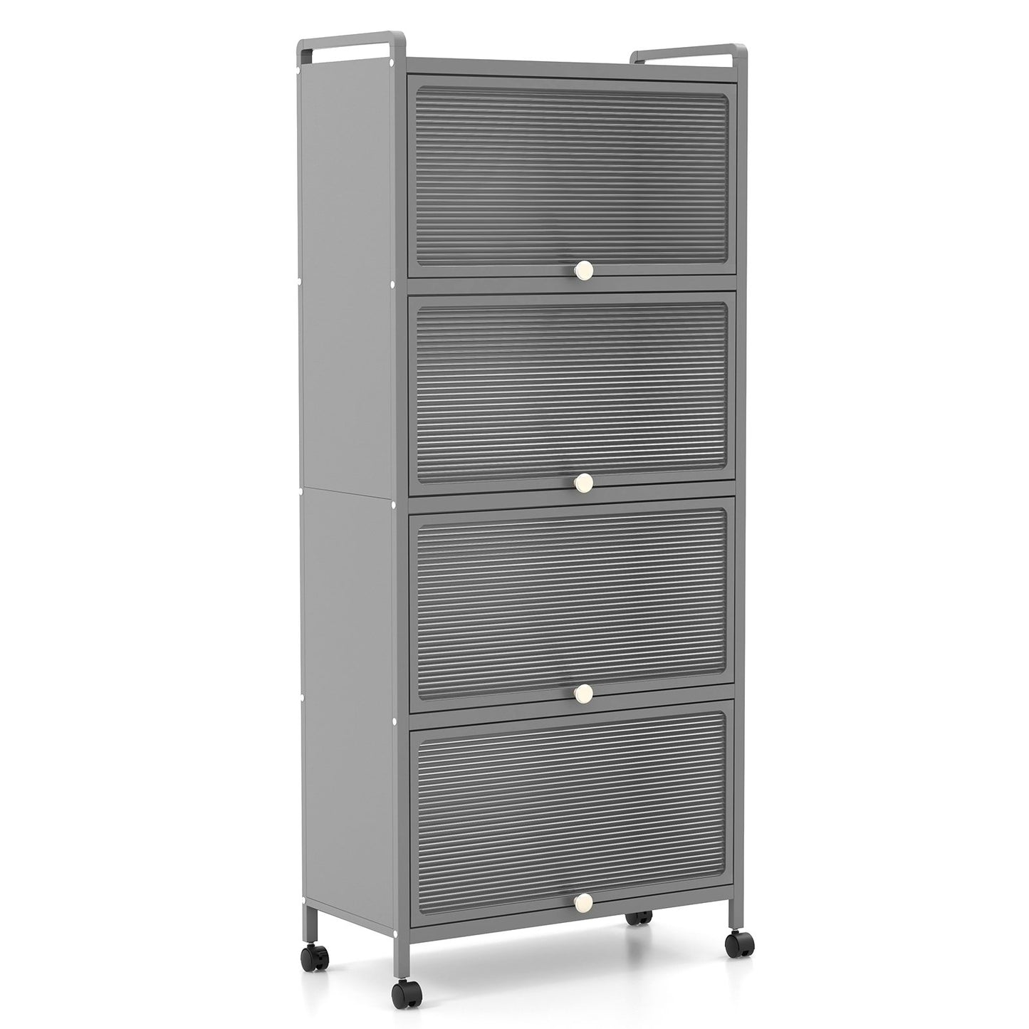 5-Tier Kitchen Baker's Rack with Flip-up PC Doors-Black