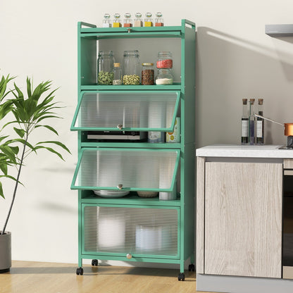 5-Tier Kitchen Baker's Rack with Flip-up PC Doors-Black