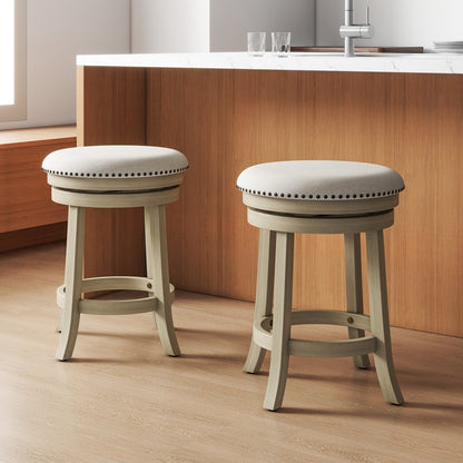 24/26 Inches Swivel Bar Stools Set of 2 wth Wooden Frame-26.5 inches