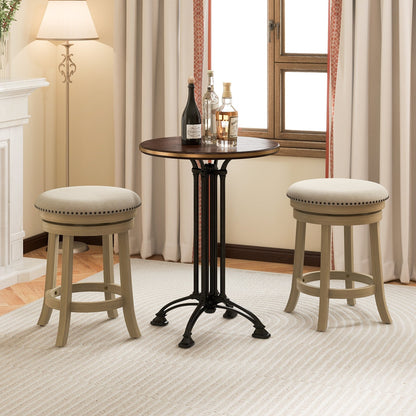 24/26 Inches Swivel Bar Stools Set of 2 wth Wooden Frame-26.5 inches