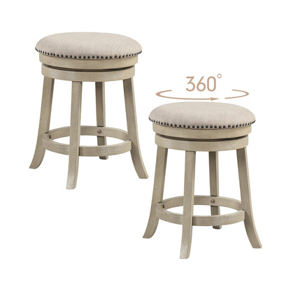 24/26 Inches Swivel Bar Stools Set of 2 wth Wooden Frame-26.5 inches