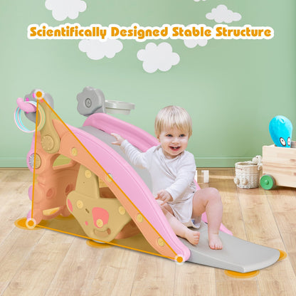 4-in-1 Rocking Horse and Slide Set for Kids-Blue