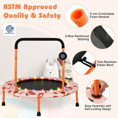 36 Inch Mini Trampoline with Colorful LED Lights and Bluetooth Speaker-Orange