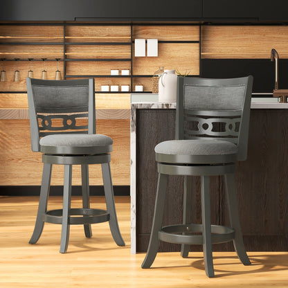 30.5" Bar Height Bar Chair with Wooden Frame Swivel Seat and Footrest for Pub Bar Restaurant-1 Pack
