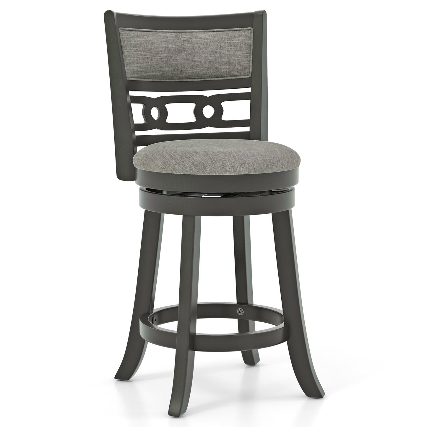 30.5" Bar Height Bar Chair with Wooden Frame Swivel Seat and Footrest for Pub Bar Restaurant-1 Pack