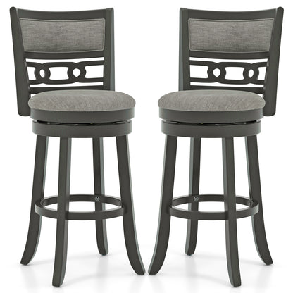 30.5" Bar Height Bar Chair with Wooden Frame Swivel Seat and Footrest for Pub Bar Restaurant-2 Pack