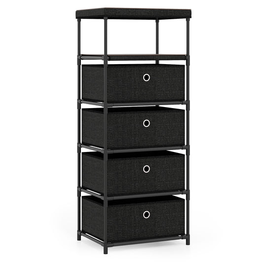 Wood-topped fabric storage dresser with three drawers, metal frame, ideal for bedroom organization, by Direct by Wilsons Home Store