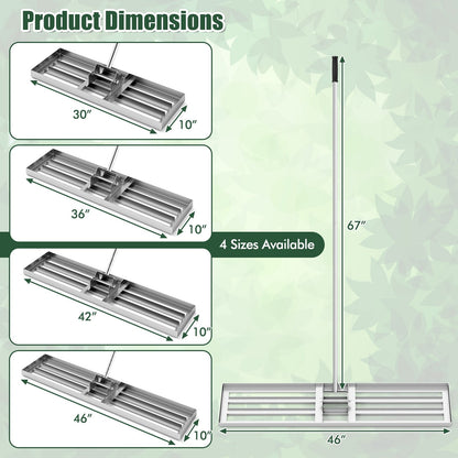 Lawn Leveling Rake 46 x 10 Inch Heavy Duty Lawn Level Tool for Soil-Black