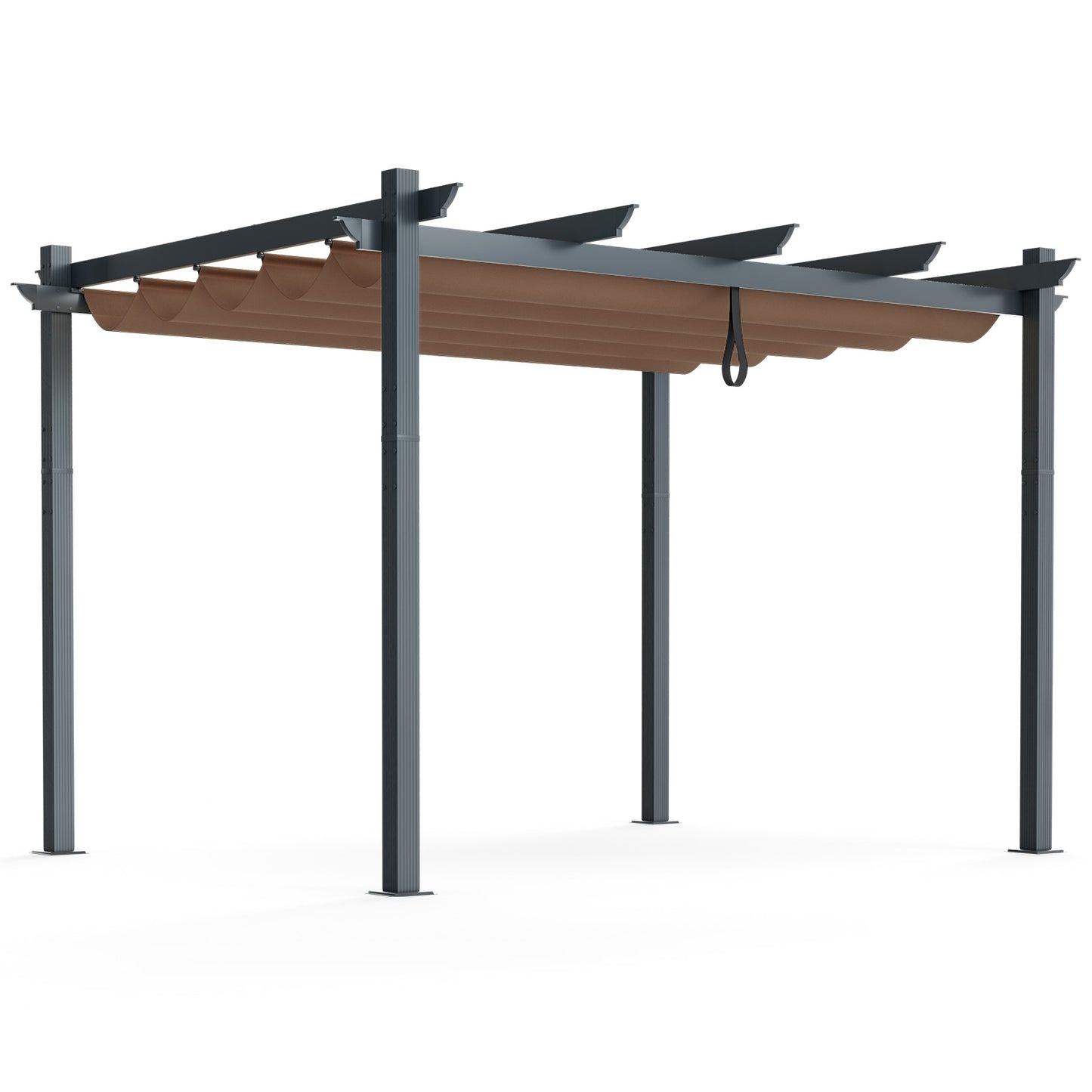 10 x 12 Feet Outdoor Aluminum Retractable Pergola Canopy Shelter Grape Trellis-Beige