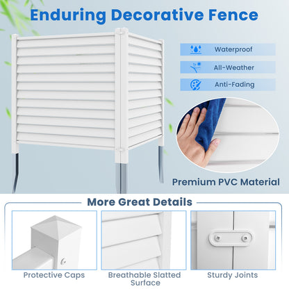 44 x 45 Inch Vinyl Picket Fence Panels with Metal Ground Stakes-White