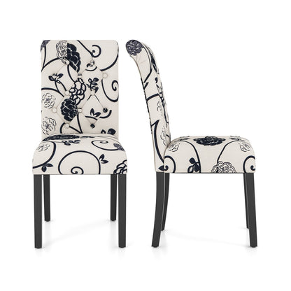 Set of 2 Tufted Dining Chair-Beige