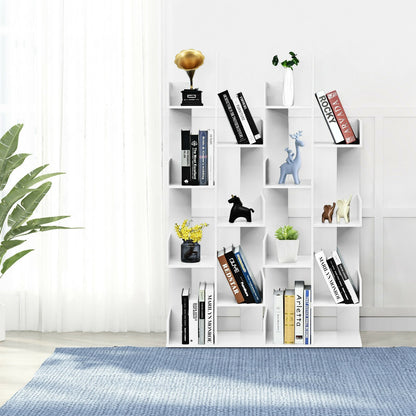 8-Tier Bookshelf Bookcase with 8 Open Compartments Space-Saving Storage Rack -Black