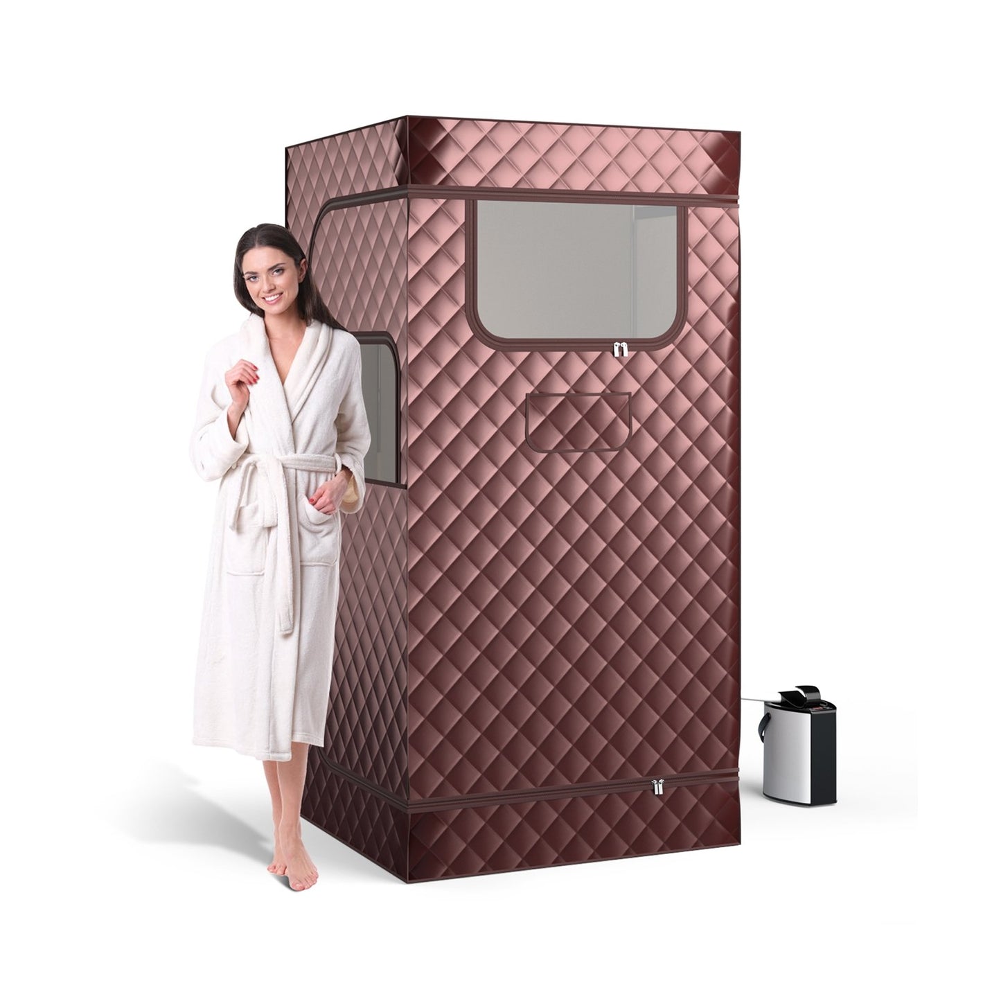 Portable Steam Sauna with 3L Steam Generator Remote Control Wood Foot Massager and Foldable Chair for Home-Black
