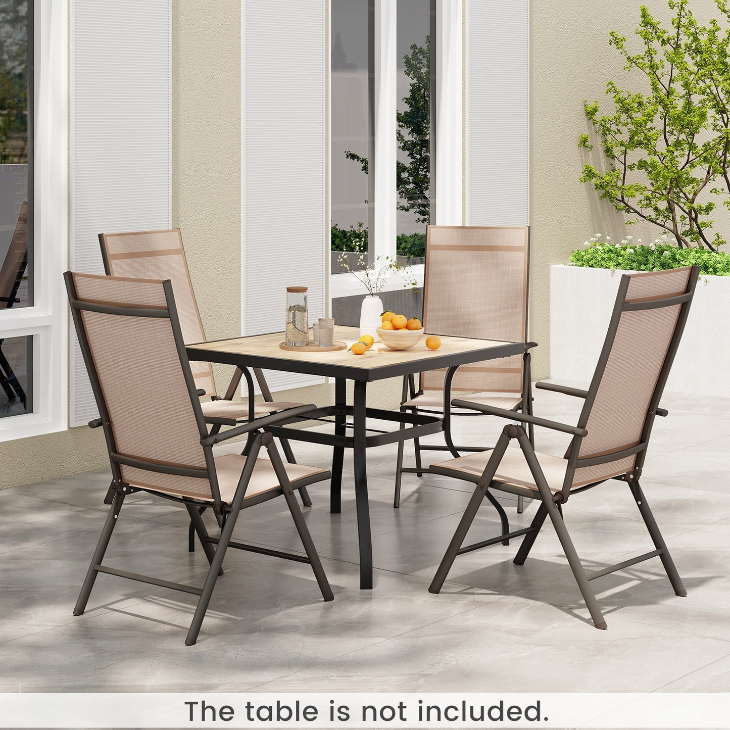 Patio Folding Dining Chairs Set of 2 with 7-Level Adjustable High Backrest-Coffee