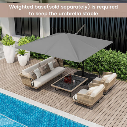 9.5 Feet Square Patio Cantilever Umbrella with 360° Rotation-Beige