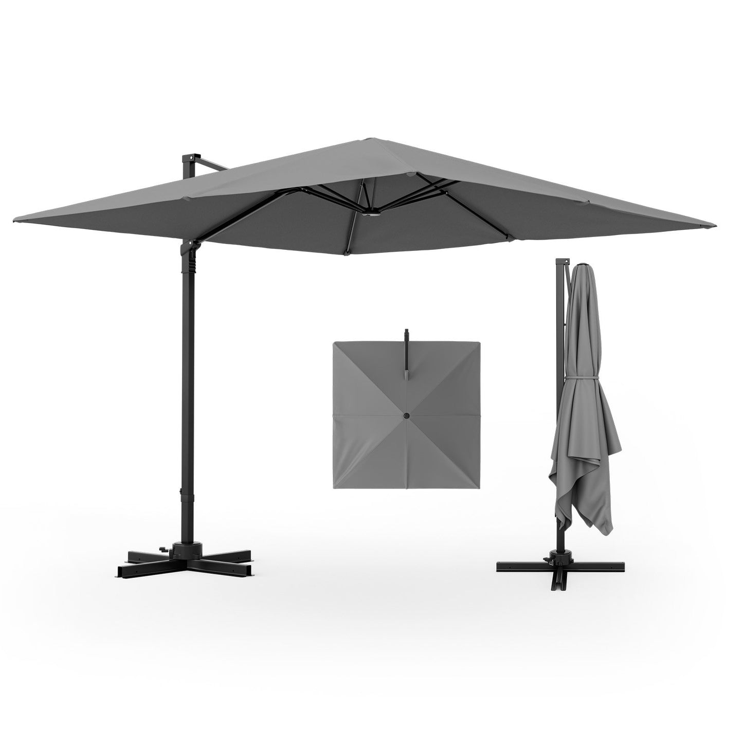 9.5 Feet Square Patio Cantilever Umbrella with 360° Rotation-Beige