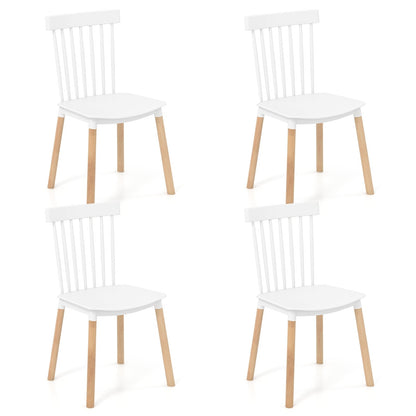 Set of 4 Windsor Dining Chairs with Spindle Backs and Curved Seats-Black