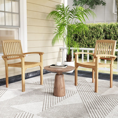 Set of 2 Outdoor Patio Chair with Slatted Seat and Curved Seat
