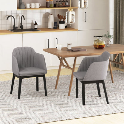Upholstered Velvet Accent Modern Dining Chairs Set of 2 with Curved Backrests-Grey