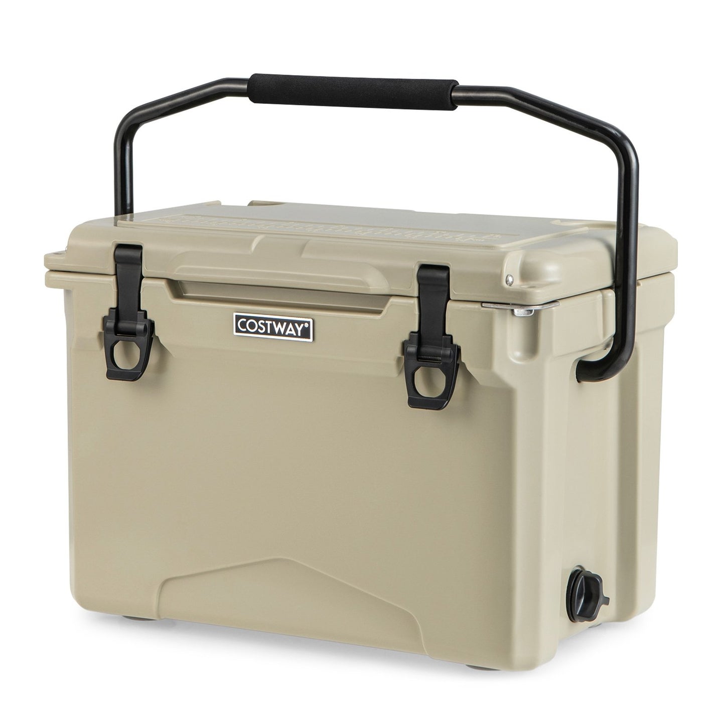 25 QT Hard Cooler with Aluminum Handle and Integrated Cup Holders-Gray
