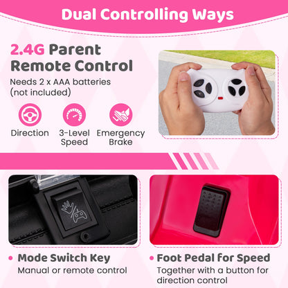 12V Electric Kids Ride on Truck with Remote Control and Music-Pink