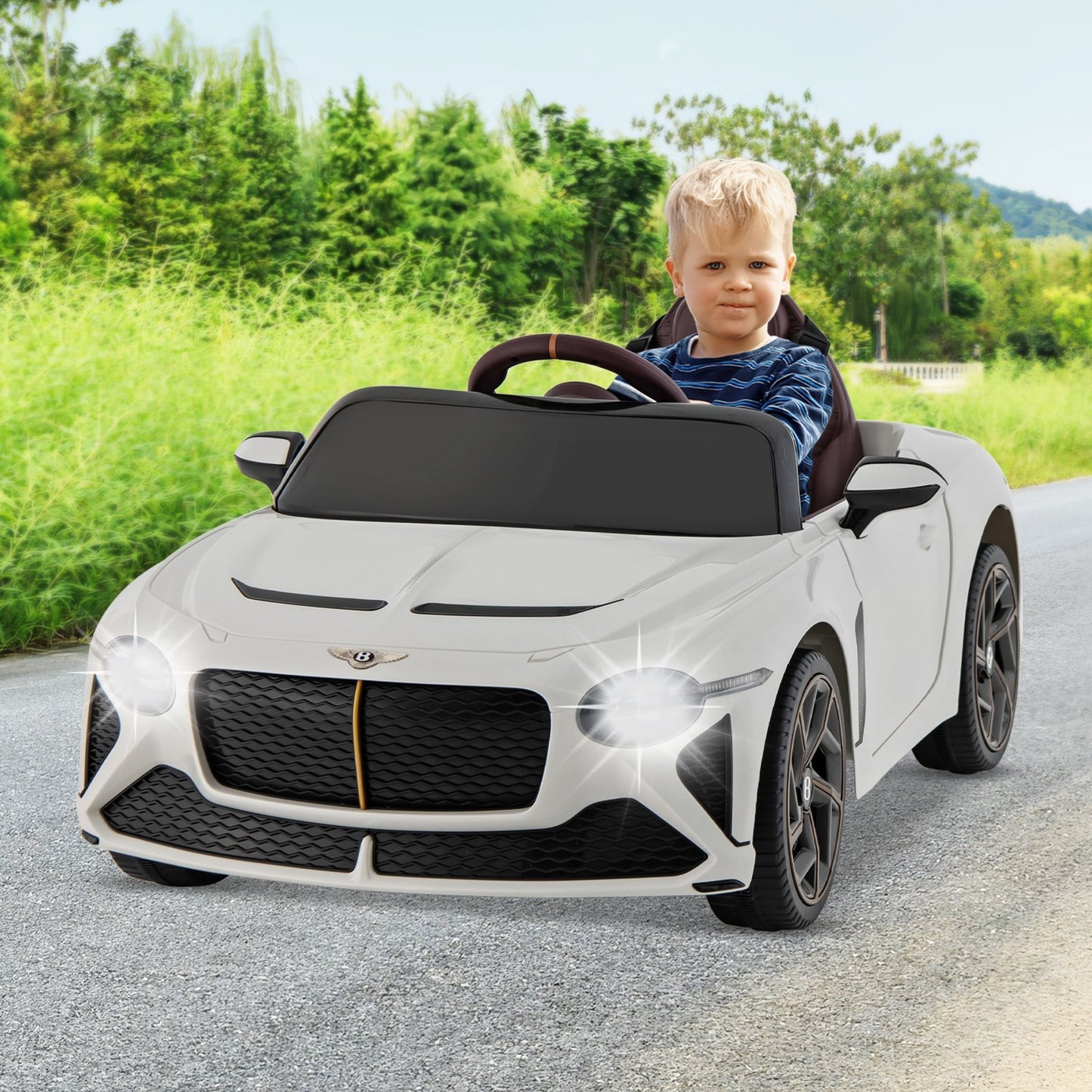 12V Powered Car Kids Ride-on Racer Car Licensed Bentley Bacalar-Black