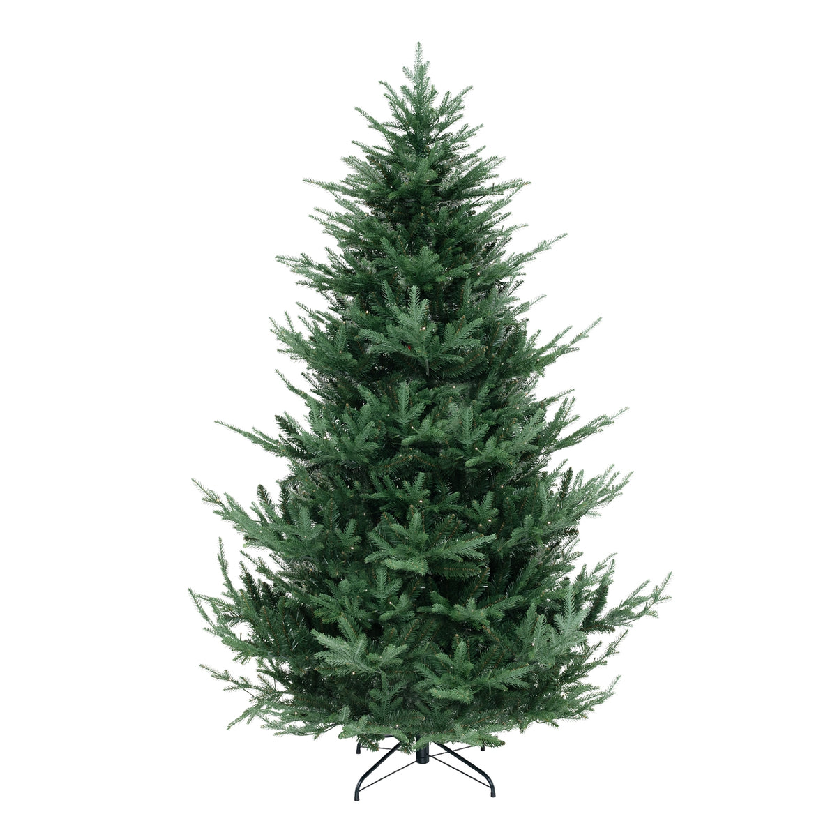 6/7/8 ft pre-lit artificial Christmas tree with hinged branches, PVC and PE tips, from Wilsons Home Store.