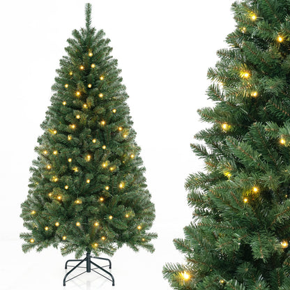 6/7/8 FT Artificial Christmas Tree with 568/830/1182 Branch Tips and 200/250/400 Warm White LED Lights-L