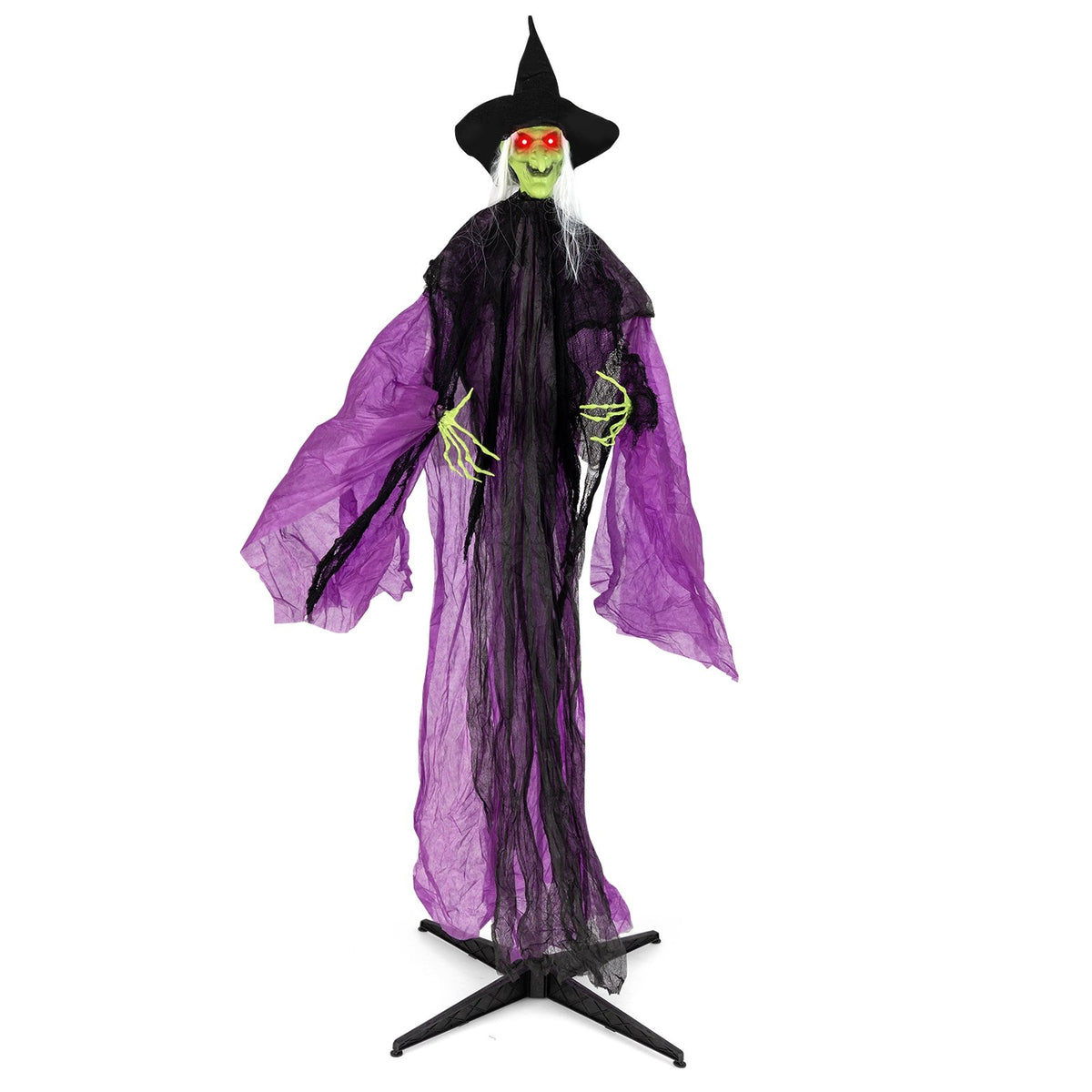 7.2 ft Halloween standing witch with glowing eyes and moving arms, holiday decor from Wilsons Home Store