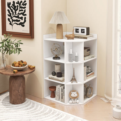 3-Tier Corner Cabinet with Charging Station for Bedroom-Gray