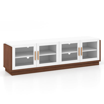 Large TV Stand for TVs up to 75 Inch with 4 Tempered Glass Doors for Living Room-Gray
