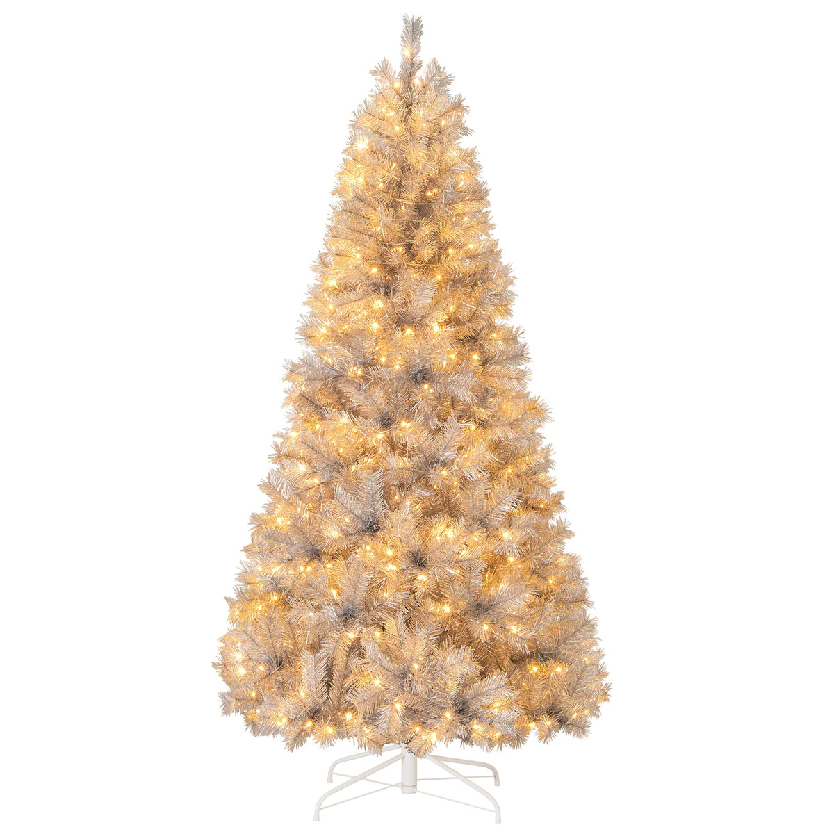 7-foot artificial Christmas tree with branch tips and warm white LED lights, designed for festive holiday decor.