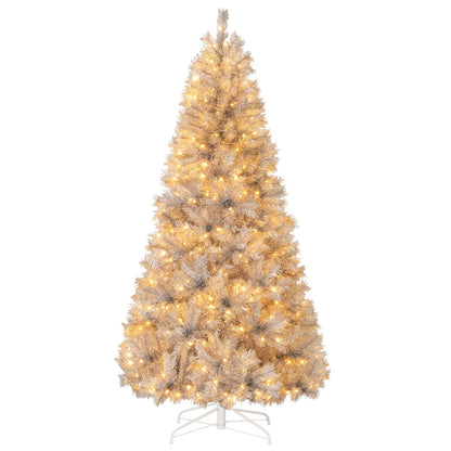 7-foot artificial Christmas tree with branch tips and warm white LED lights, designed for festive holiday decor.