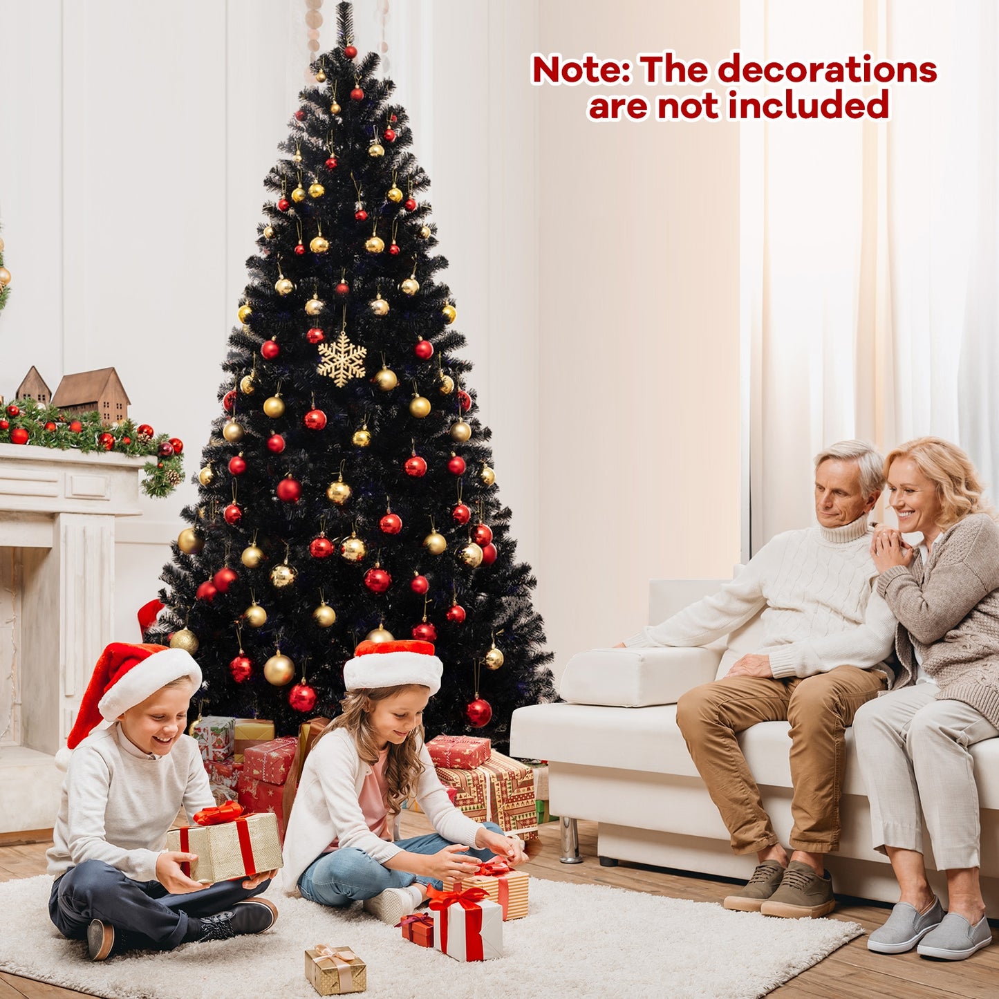 6/7/8 Feet Artificial Christmas Tree with 6 Lighting Modes and Spooky Sounds-L