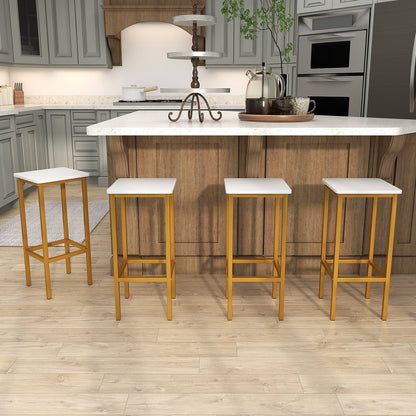 Set of 4 Bar Stool Set 26 Inch Bar Chair with Metal Legs and Footrest-Gray