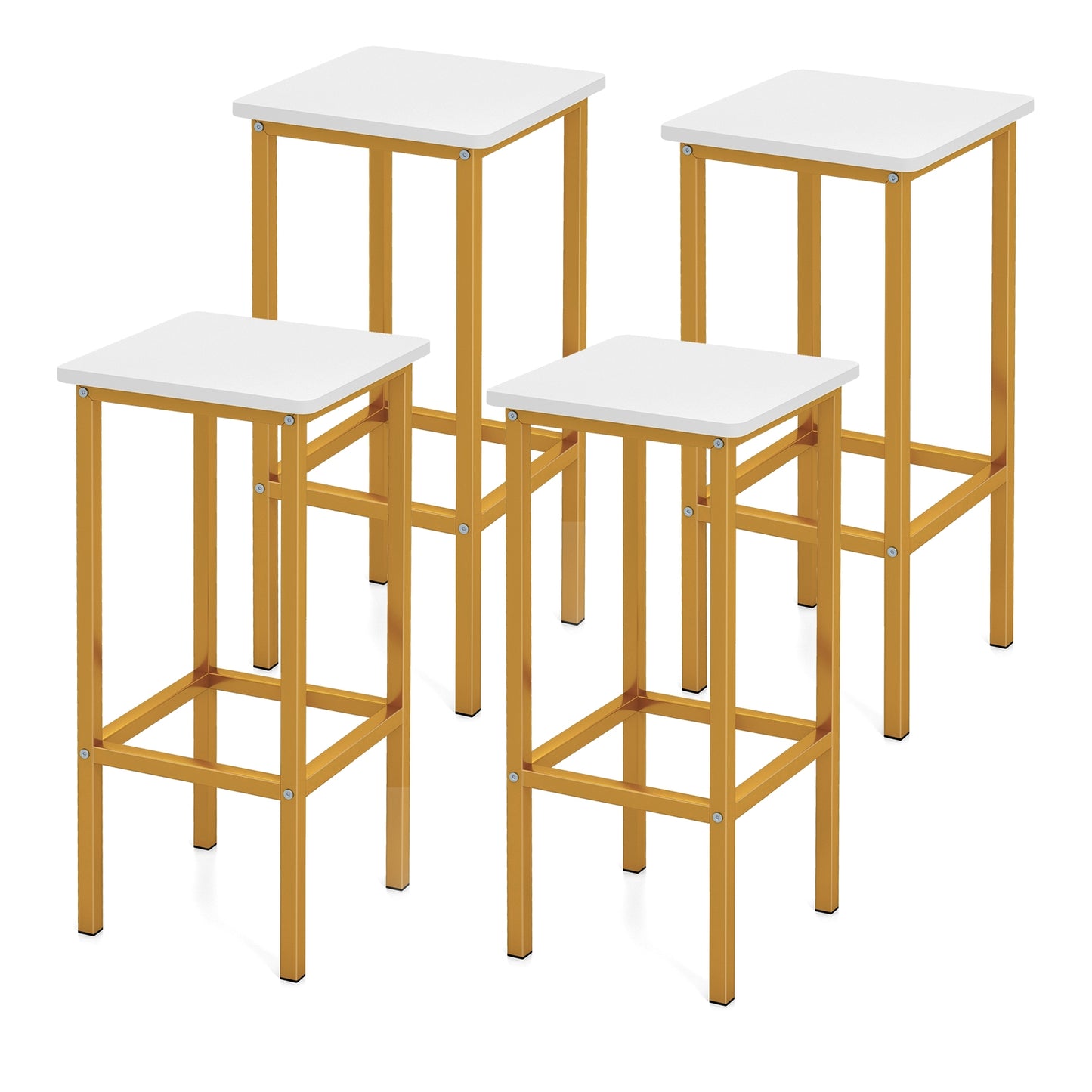 Set of 4 Bar Stool Set 26 Inch Bar Chair with Metal Legs and Footrest-Gray